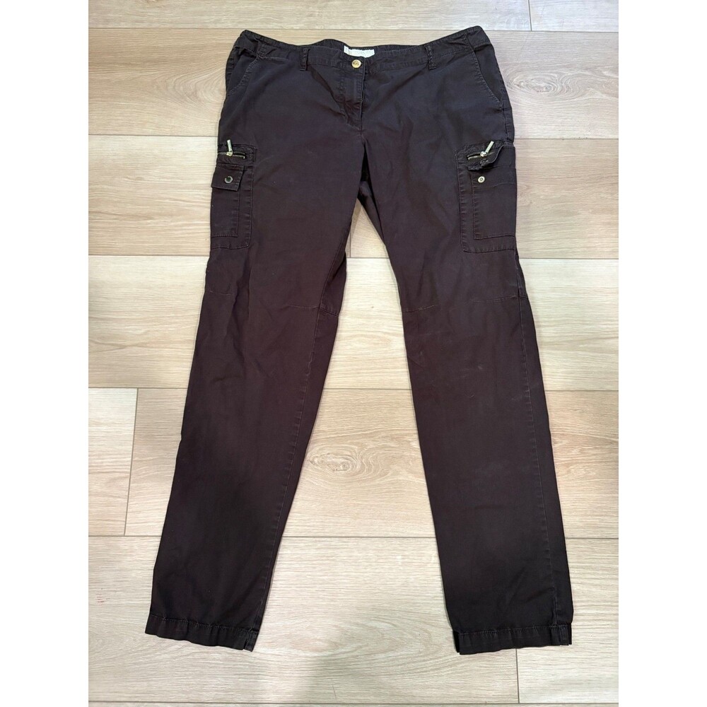 Michael Kors Womens Cargo Pants Size 14 Brown Utility Pockets Stretch Low Rise